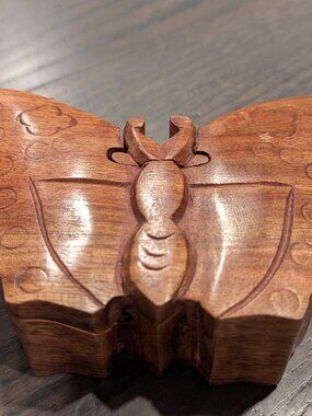 Handcrafted Wooden Butterfly Secret Puzzle Box
